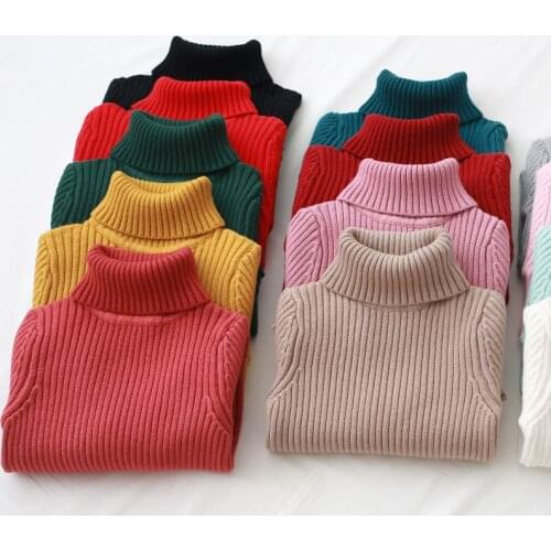 2018 Winter Children Sweaters Girls Boys Clothing Solid Basic Pullover Thick Warm Turtleneck Sweater 13 Colors RT174