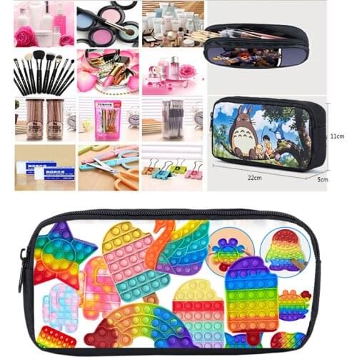 Hot 3D Print Anime POP It Pencil Case Makeup Box School Supplies Stationery Storage Bag Family Games Pop Fidgety Cosmetic Cases