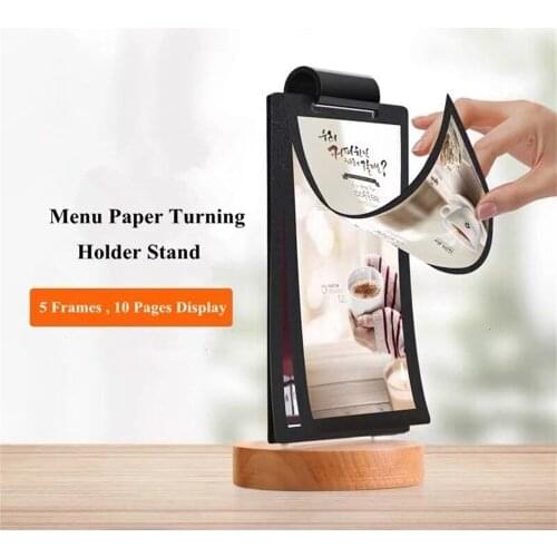 Acrylic Wooden Sign Menu Holder Cardboard Display Rack Stand with Picture Photo Poster Paper Turning Pvc