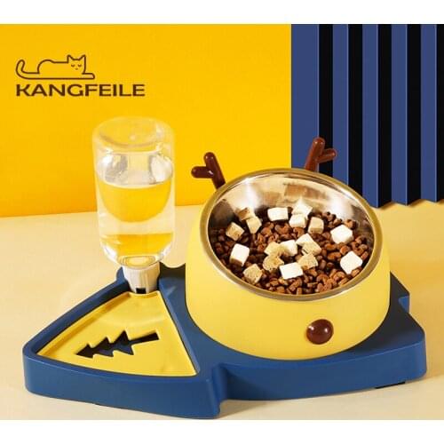 KANGFEILE Pet Dog Cat Automatic Drinking Feeder Bowl for Dogs Drinking Water Bottle Kitten Bowls Slow Food Feeding Supplies
