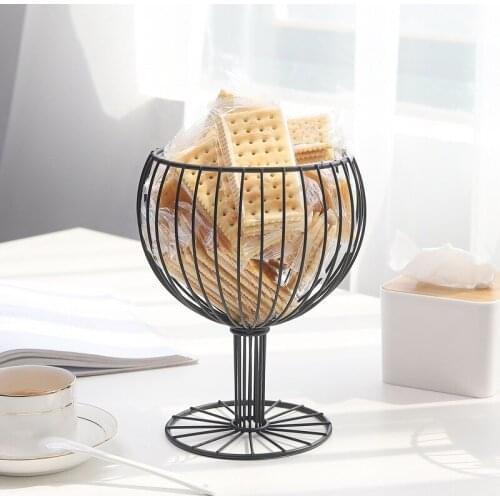 Fruit Vegetable Storage Bowls Geometric Hollow Eggs Fruit Baskets Holder Wine Cup Shape Metal Container Kitchen Accessories