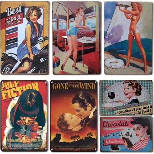 Cinima Poster Metal Wall Art Tin Sign Gift Vintage Man Cave Home Decor Metal Plate Retro Pin-up Girl Bedroom Living Room Decor
