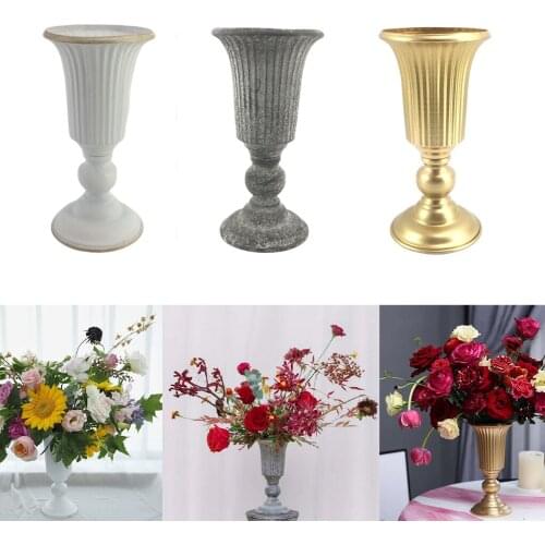 Decorative Flower Vase Metal Bowl Urn Plant Pot Dried Flower Filler Table Decors for Home Living Room Centerpieces Decor