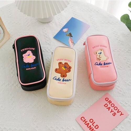 Girls Ins Cartoon Pencil Case Stationary Storage Box Pouch Holder School Supplies Large Capacity Korea Style Pen Case Bags