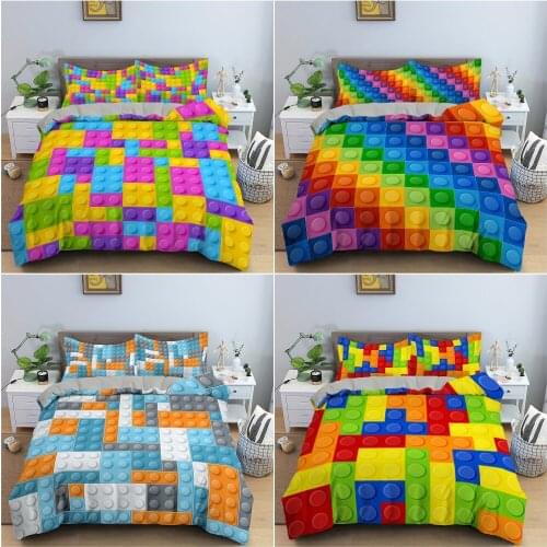 Colorful Geometric Bedding Set 3D Printed Luxury Cozy Duvet Cover Set King Queen Full Size Bedclothes For Bedroom Decor 2/3Pcs