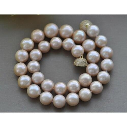 Beautiful 13-15mm Round Pink Edison Keshi Pearl Necklace 18" 36"