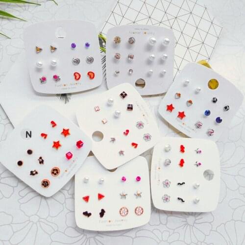 Fashion New Trend Crystal Square Star Pearl Stud Earrings Vintage Geometric Statement Womens Earrings Mixed Styles Jewelry Hot