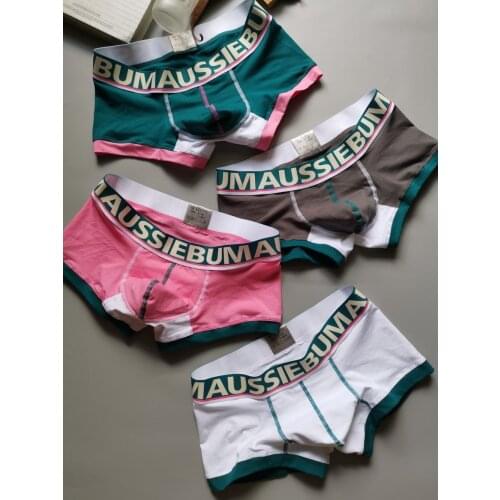 Aussiebum Jockstrap Swimwear Men cotton new fashion boxer pants color matching low waist men wholesale