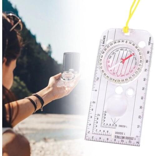 Guide Compass Transparent Widely Applied Portable Professional Scale Ruler Compass for Outdoor Guide Compass Scale Ruler Compass