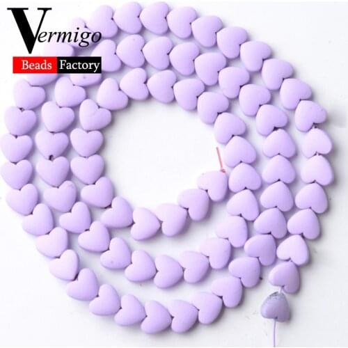 Natural Stones Lavender Purple Love Heart Nanotech Rubber Hematite Beads For Jewelry Making 6mm Loose Beads For Bracelets 15