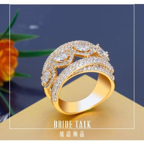 Bride Talk Luxury Trendy Women Ring Rhodium Plating Cubic Zirconia Elegant Wedding Rings Jewelry Valentines Day Gift Quality A