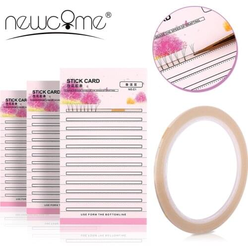 Newcome 10pcs Premade Fans Eyelash Storage Card 2mm Sticky Strip False Eyelashes Paper Grafting Lash Card Makeup Tools