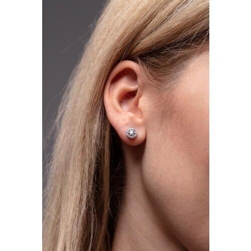 Nineveh Silver Zircon Cubic Zirconia Solitaire Model Silver Earrings