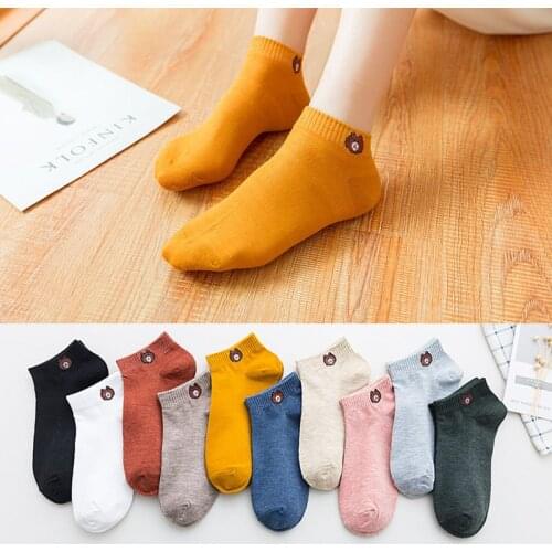 Bear No-Show Socks Spring and Summer Thin Shallow Mouth Cartoon Socks All-match Womens Socks
