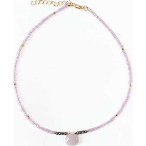 Handmade Sweet Romantic Pink Crystal Beads Necklace Valentines Day Gift Couple Neck Accessories 2021 Aesthetic симпл подвеска н