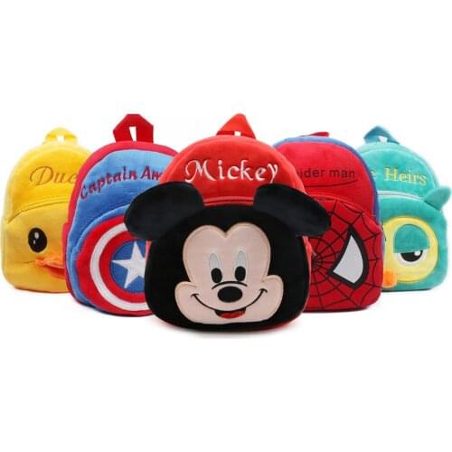 22cm Mickey Mouse Minnie Marvel Avengers Spiderman Captain America Lilo and Stitch Animals Plush School Bag Backpack Kids Gifts