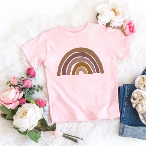 Rainbow Pink T-shirt Kids T Shirt Desert Colors Kids Bys Girls Tops Tee Shirts Faith Shirt Summer Short Sleeve Tee