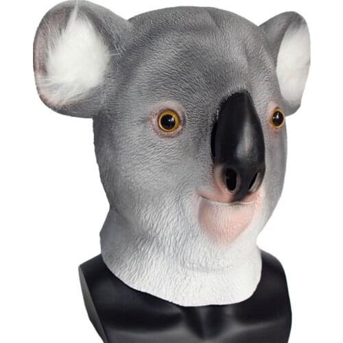 Lifelike Novelty Koala Mask Halloween Cosplay Party Costume Props Animal Latex Head Set