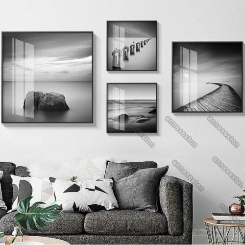 Modern Style Minimalist Black and White Painting The Sky Stone Style Poster and Print for Living Room Bedroom Wall Decoration