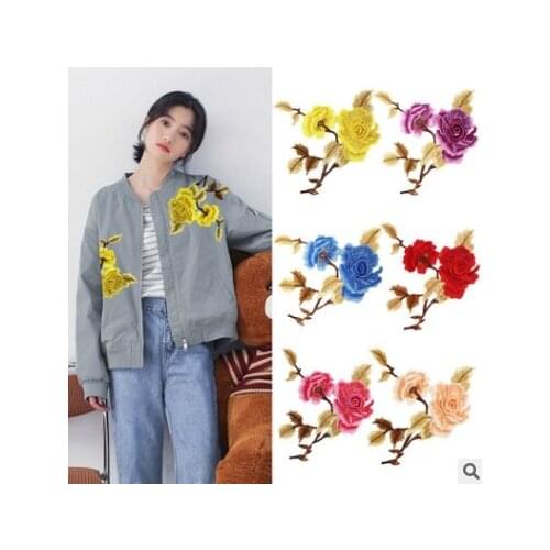 Stereoscopic 3D High-grade Color Home Cloth Paste Water Soluble flower Patch Chinese Style Machine Embroidery Cloth Stickers