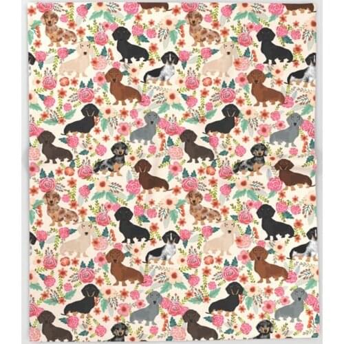 Dachshund Floral Dog Breed Pet Patterns Doxie Dachsie Gifts Must Haves Throw Blanket Warm Microfiber Sofa Bedding