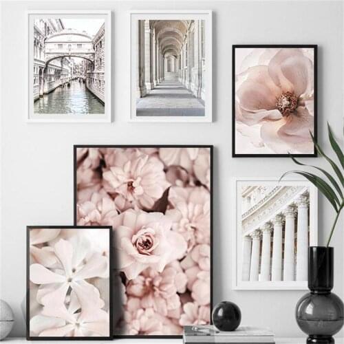 Venice Grand Canal Bridge Column Rose Wall Art Canvas Painting Nordic Posters And Prints Wall Pictures For Living Room Decor
