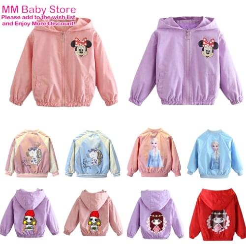 Frozen Spring Autumn Childrens Clothing Cartoon Minnie Jacket Girls Baby Outing Clothes Jacket Children Zipper Cardigan Jacket