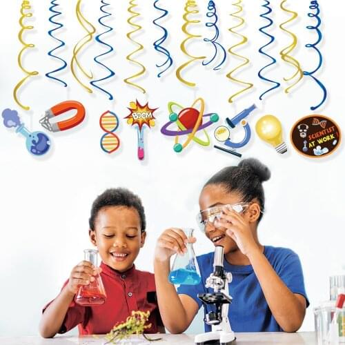 Scientist Laboratory Theme Foil Hanging Swirls Party Decorations Boys Baby Shower Birthday PVC Hanging Spirals Party Supplies