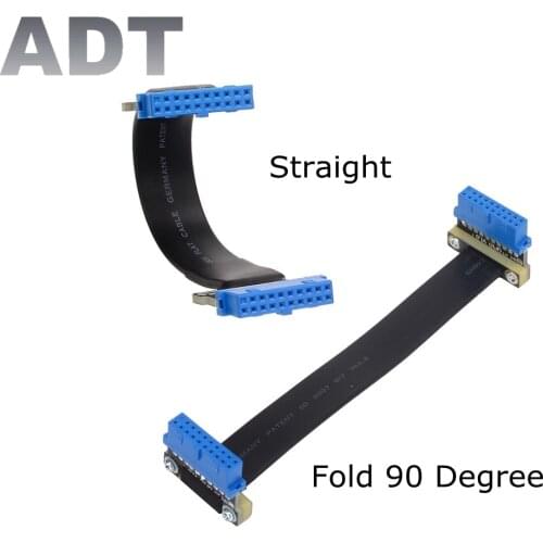 Internal USB 3.0 20Pin Header Motherboard Front Dual Male Fold 90 Degree Signal Swap Direct Connection Extension Flat Cable