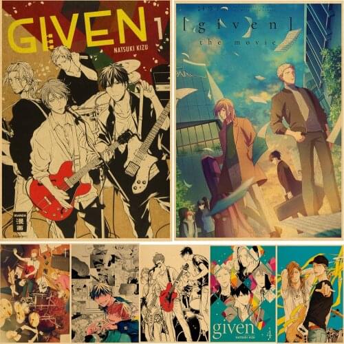 Japanese Cartoon Given Poster Kawaii Anime Posters Kraft Paper Vintage Graphic Room Art Wall Stickers Home Decoration Painting