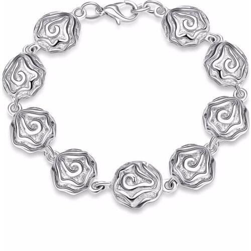 Hot 925 sterling silver bracelet womens rosette jewelry exquisite pattern not sensitive lobster buckle DIY accessories