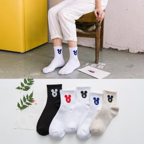 Disney 1 pair Mickey expression pattern breathable fresh and funny wind Women socks solid color socks adult socks