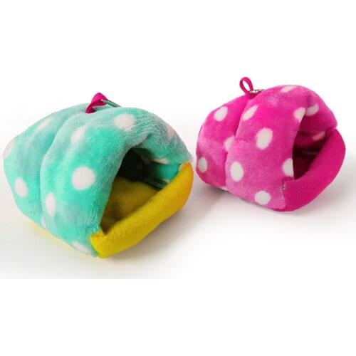 1pc 2 Colors Winter Worm Pink Green Dot Parrot Hamster Sugar Glider Hammock Cage Hanging Sleeping Bag Bed Small Pet Bird Supply