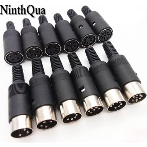 10pcs DIN Male Plug / Female jack 3pin 4pin 5pin 6pin 7pin 8pin Inline Audio AV Connector DIY Parts for Chassis Cable Mount