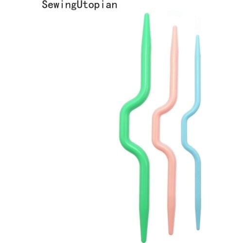 3Pcs/lot Curved Crochet Hooks Plastic Knitting Needles for Scarf Sweater Twist Weaving Knitting Tool Sewing Accessories