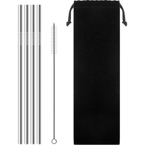 4PCS Drinking Straw 304 Stainless Steel Metal Straw with Cleaner Brush For Mugs 20/30oz Home Party Bar Accessories with bag