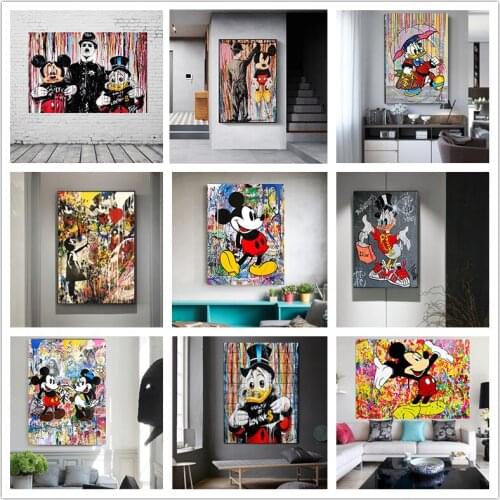 Disney Graffiti Donald Duck Mickey Mouse Cuadros 5D DIY Diamond Painting Cross Stitch Kits Diamond Embroidery Mosaic Home Decor