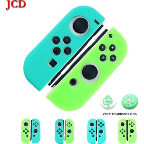 JCD 1Set Animal Crossing Silicone Case Analog Thumb Stick Grip for Nintendo Switch NS / Lite Joy-Con Controller w/2*Joystick Cap