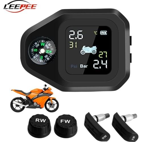 Wireless Digital Compass TPMS Motorcycle Tire Pressure Sensors Monitoring System Tyre Diagnostic On-board Computer Accessories