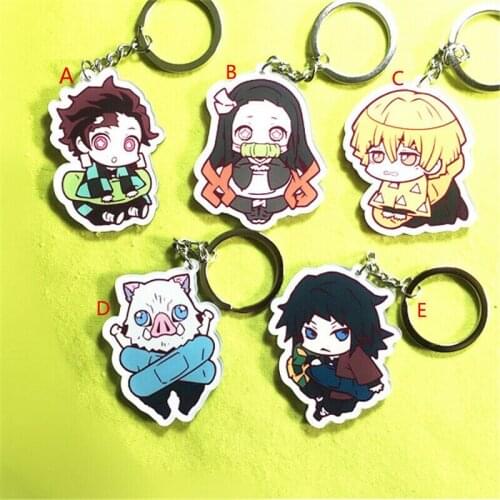 Anime Demon Slayer Kimetsu No Yaiba Kamado Tanjirou Acrylic Keychain Wallet phone mobile key belt new gift hot limited cosplay
