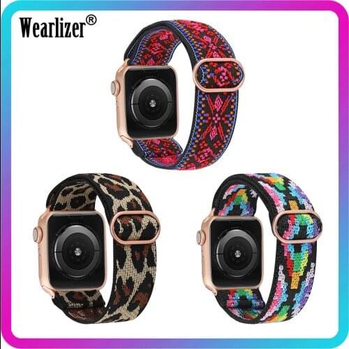 Wearlizer Nylon Elastic Scrunchies Strap for Apple Watch Band 3Pcs/Set Adjustable Solo Loop Strap for iwatch Series 6 5 4 3 2 1
