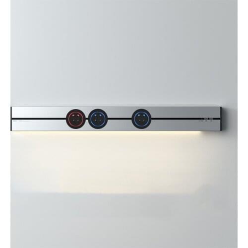 Wall Mounted Power Track 50cm with 2.4A USB*2 Led Strip Light Electrical Orbital Sockets 3 Adapters Flexible Outlet Silver Gray