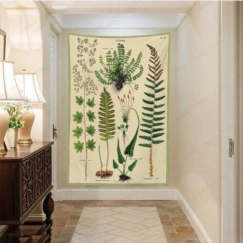 Wildflower Floral Butterfly Printed Tapestry Ancient Tropical Plants Leaf Atlas Carpet Wall Hanging Cloth Blanket Bedroom Decor