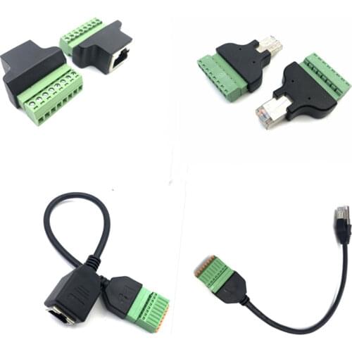 Good quality RJ45 Ethernet male and female TO 8-pin screw terminal converter RJ45 socket connector adapter for CCTV DVR