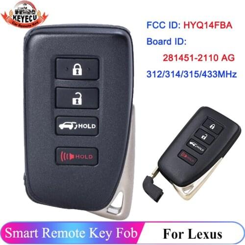 KEYECU Smart Remote Key Fob 312/314MHz 315/433MHz (SUV) for Lexus LX570 NX200T NX300 NX300H Board 2110 8A Chip HYQ14FBA