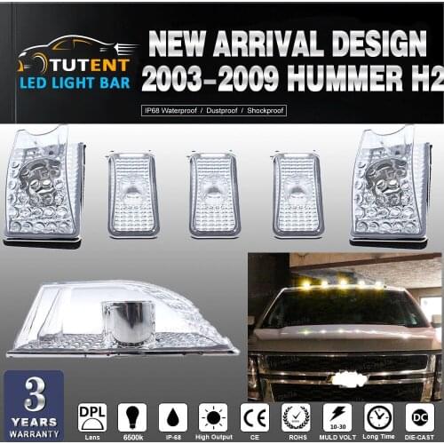 KEYECU 5PCS Top Roof Cab Marker Light Cover Lens for 2003-2009 Hummer H2 SUV SUT Running Clearance Marker Lights