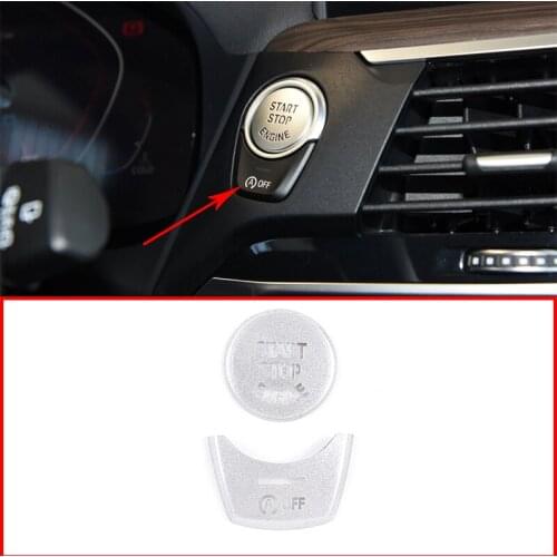 For BMW series Aluminum alloy silver ENGINE START STOP Switch Button Trim 2-piece set