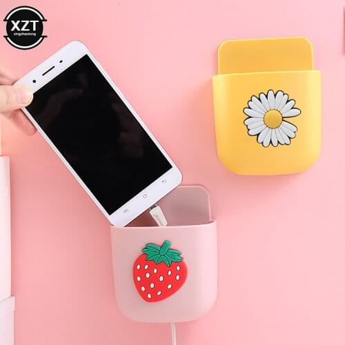 Lovely Wall Mounted Storage Box Cartoon Bedside Phone Hanging Cellphone Tablet Charging Multifunction Remote Control Holder Box