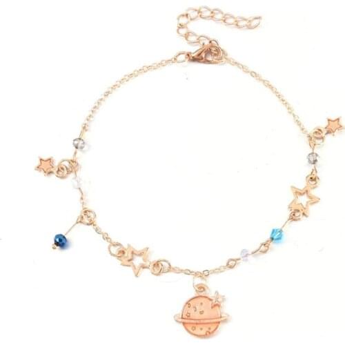 Fashion Korean Star Moon Universe Planet Enamel Imitation Pearls Braeclet For Women Girls Charm Friendship Bijoux Gift Jewelry