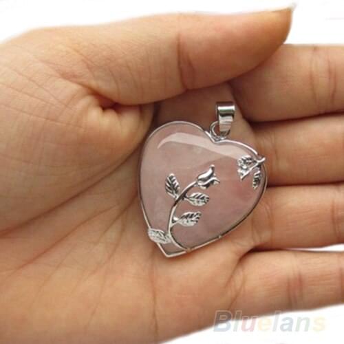 Fashion Alloy Flower Necklace Pendant Heart Inlaid Charm Jewelry
